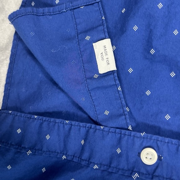 American Eagle Button Down LS Shirt Mens XL Blue w/Wht Diamond Print Classic Fit - Picture 10 of 14